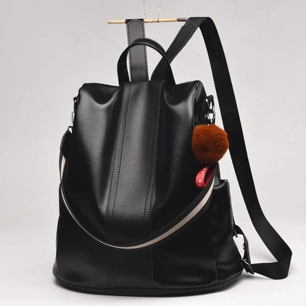 

Fashion PU Leather Laptop School Bag Simple Solid Color Large Capacity Backpack Waterproof Daypack College Backpack Men Women