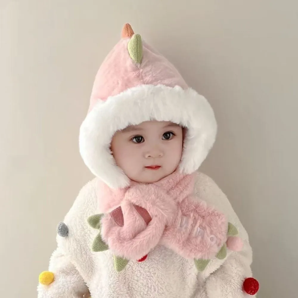 New Integrated Hat Scarf Set Warm Windproof Neck Warmer Dinosaur Coldproof Ear Protection Hat Outdoor Sports