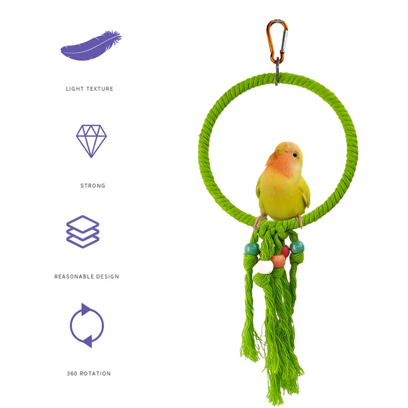 Pet Bird Toys Parrot Swing Rings Toy Bird Cage Accessories Decorations Colorful Cotton Rope Rings Bird Supplies Cotton Rope Toy