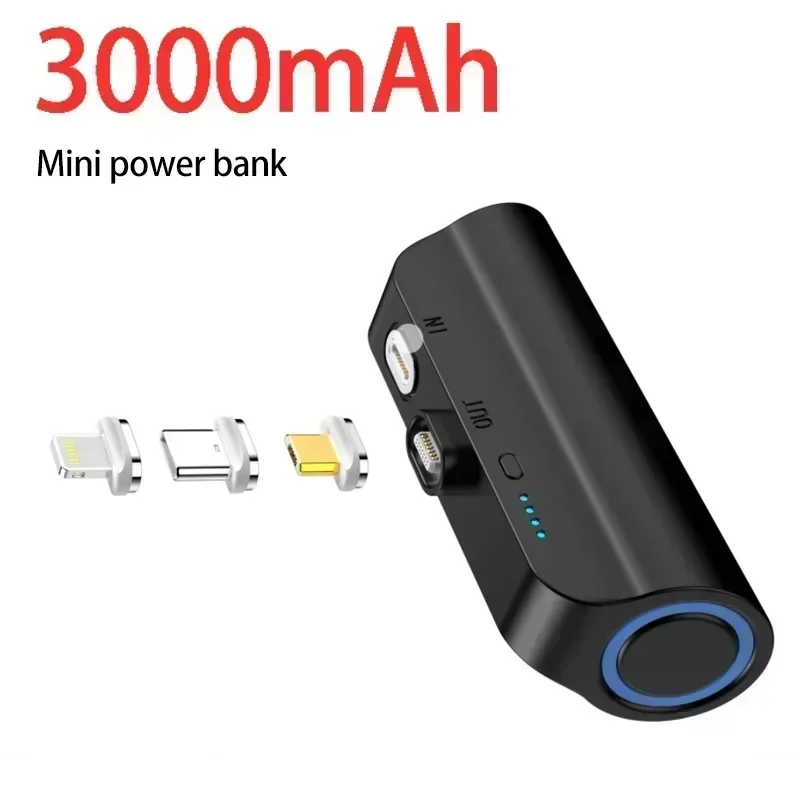 Mini przenośny Power Bank z klipsem tylnym do iPhone'a Samsunga do Huawei Xiaomi Ładowarka magnetyczna 3000 mAh Kapsuła PowerBank