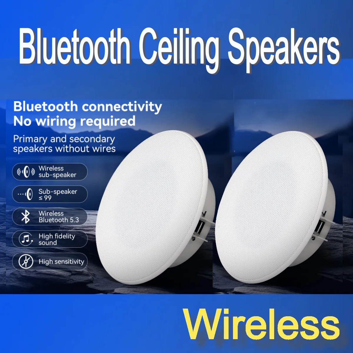 

2 pieces 4.5 inch Wireless Bluetooth Ceiling Speakers Sub-Speaker 2-Way Flush Mount Home Audio 220V For Bedroom Kitchen Theater