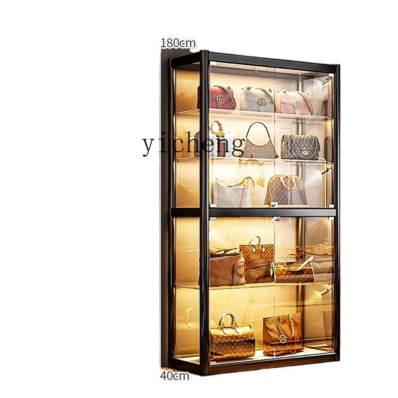 TQH light luxury installation-free bag storage cabinet household perfume glass door luxury display rack