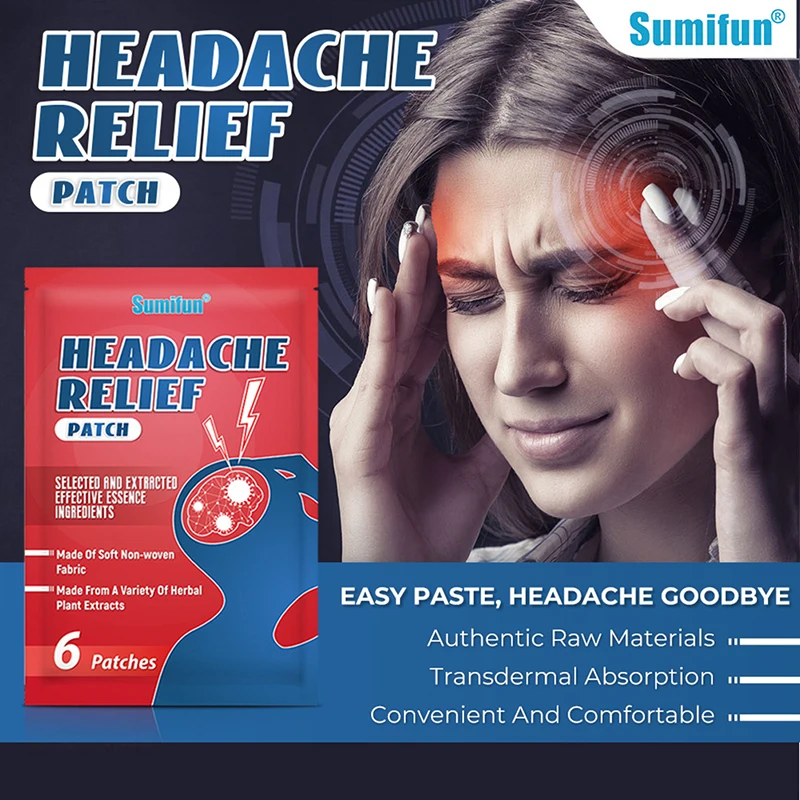 6Pcs/Bag Of Headache Relief Patch To Treat Migraine Dizziness Pain Relief And And Head Sleep Ointment Relax Helps Hea