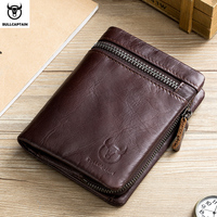 BULLCAPTAIN Mens RFID Blocking Wallets Zipper Leather Wallet for Men Bifold RFID Card Holder