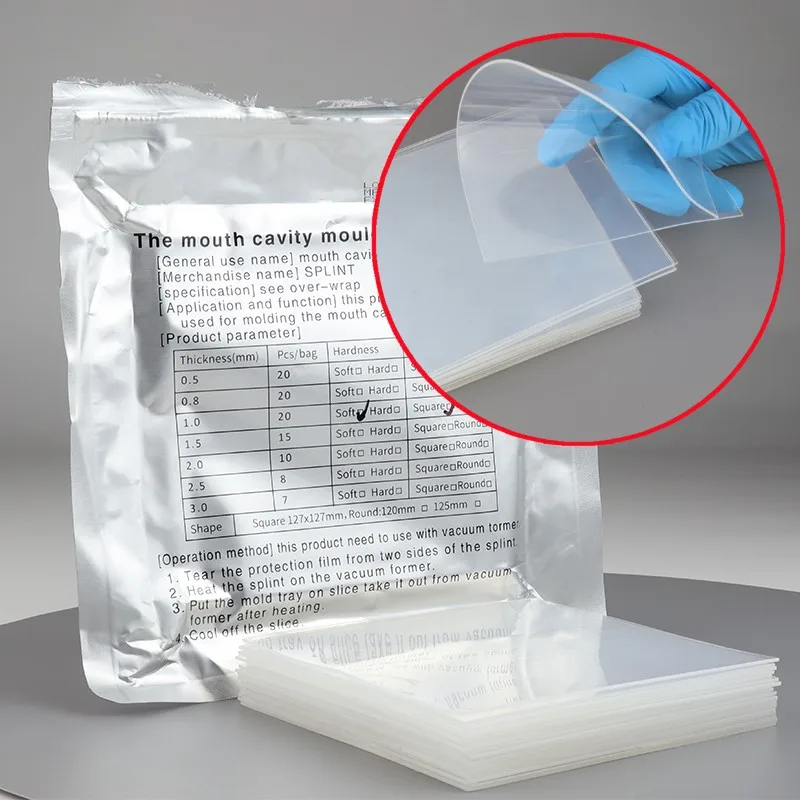 

VV Dental 20/15/10pcs Orthodontic Splint Retainer Vacuum Forming Sheet Soft/Hard Plastic Orthodontic Retainer Slice Square