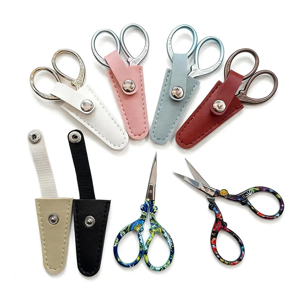 Ciseaux à broder de 3,6 pouces, ciseaux de couture avec étui en cuir pour travaux d'aiguille, artisanat, couture, bricolage