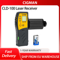 CIGMAN CLD-100 Laser Receiver, 3 Side Indicator Lights, 50M/164ft Working Distance, 10min Auto Shut-off, Adjustable Beeper