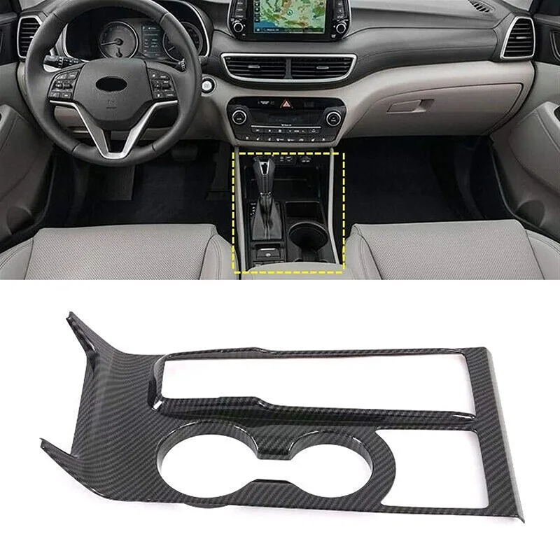 Carbon Fiber Gear Shift Box Panel Cover Trim For Hyundai Tucson 2019 2020 2021 Car Accessories