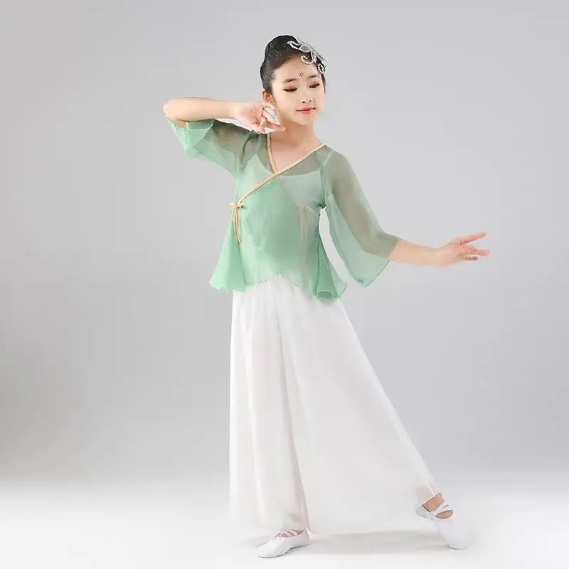 Ubrania dla dzieci Kostiumy do tańca klasycznego Kostiumy do tańca chińskiego Kostiumy do ćwiczeń dla dziewcząt Taniec etniczny Hanfu 2025