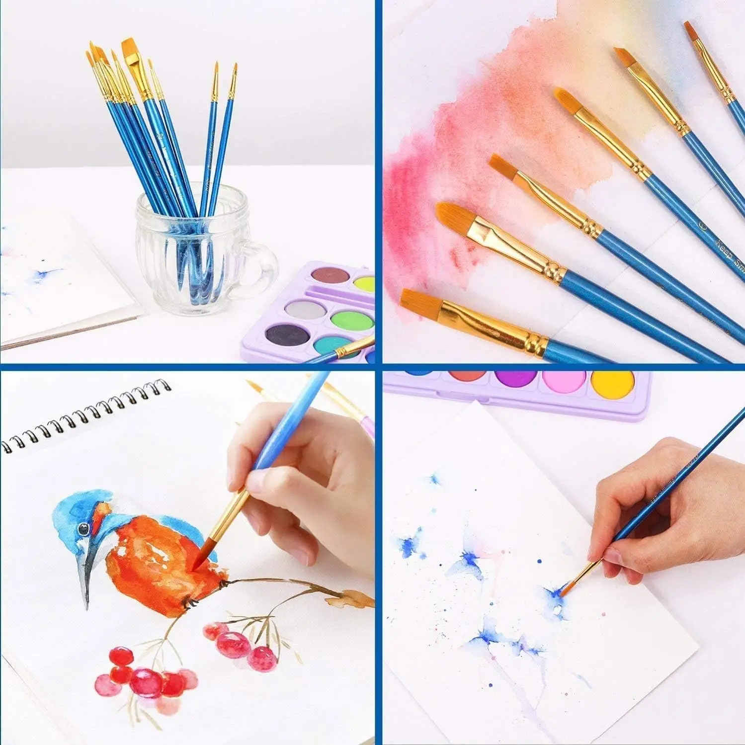 10pcs Paint Brushes Set Nylon Hair Artist Acrylic Paint Brushes Round Pointed Tip Paintbrushes for Acrylic Oil Watercolor image 4