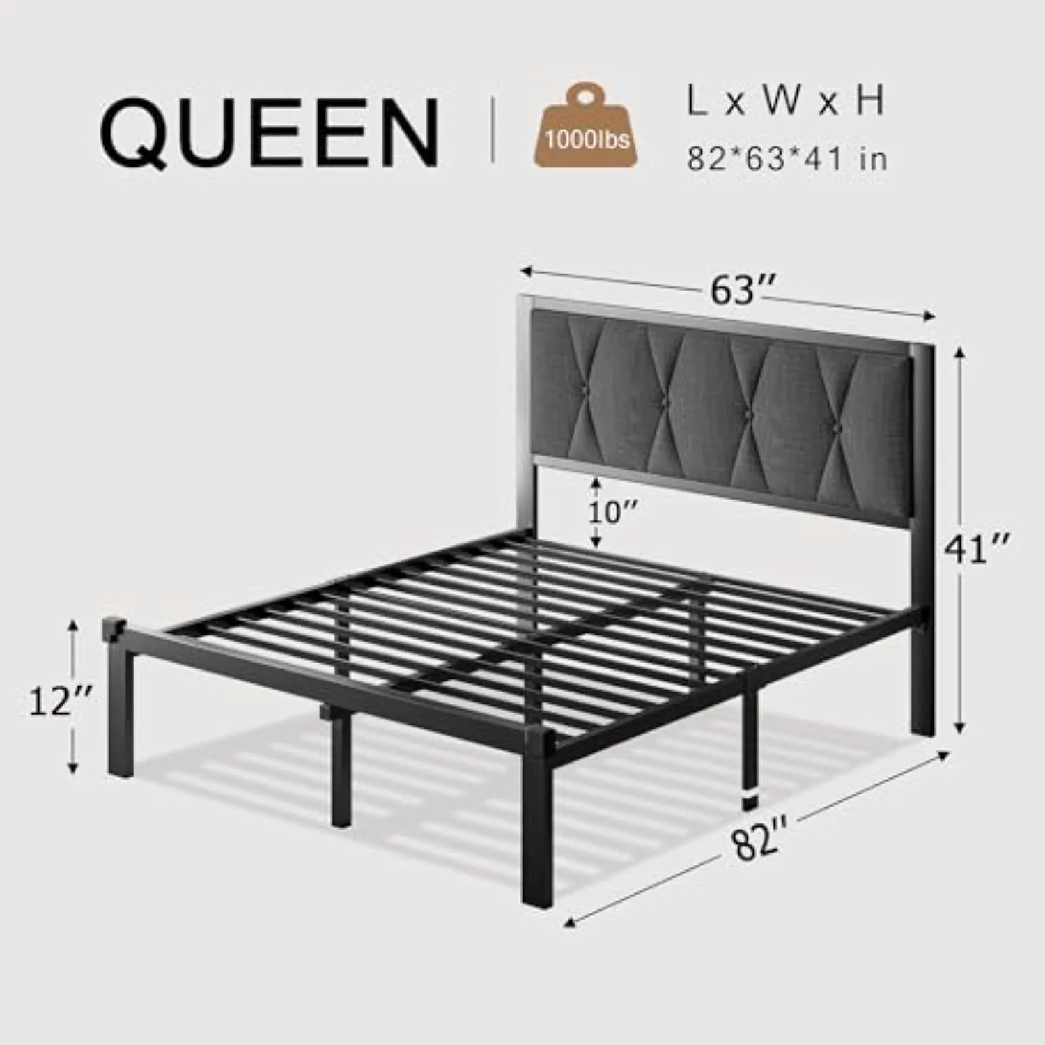 Queen Metal Platform Bed 2