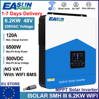 EASUN Hybrid Solar Inverter 6.2KW 4.2KW 2.2KW Pure Sine Wave Inverter 12V 24V 48V 230V MPPT 120A Charger With WIFI BMS EU STOCK