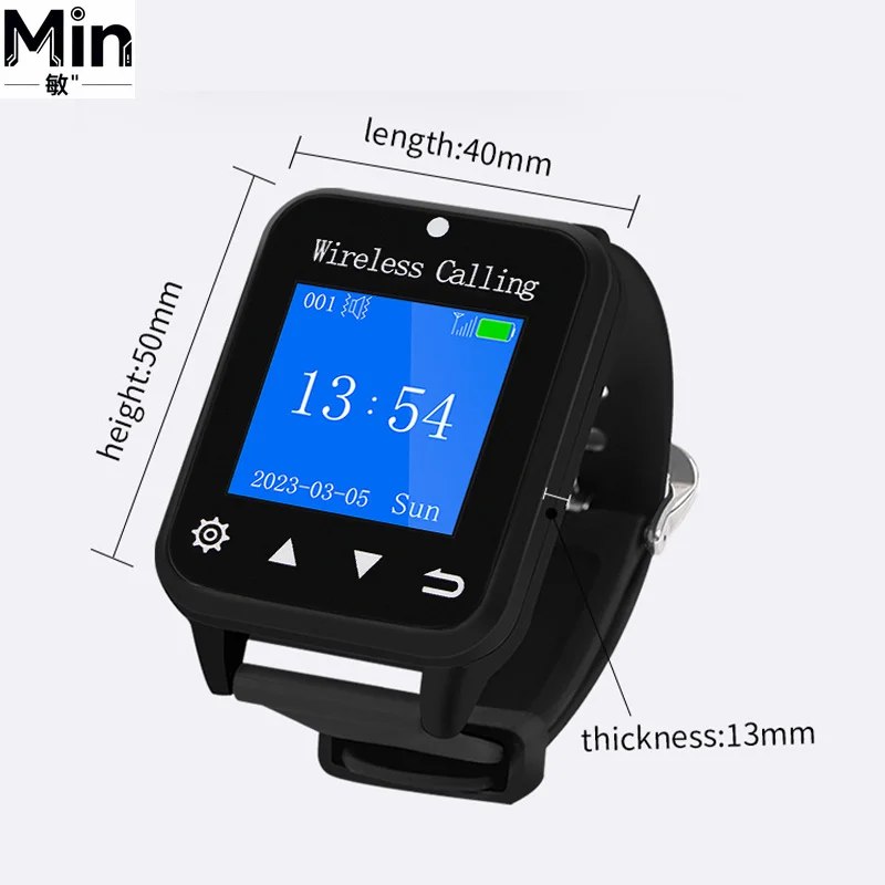Fashion Wireless Wrist Watch Pager Waiter Calling System Vibration & Multi Ringtone Alert Digital Display Restaurant