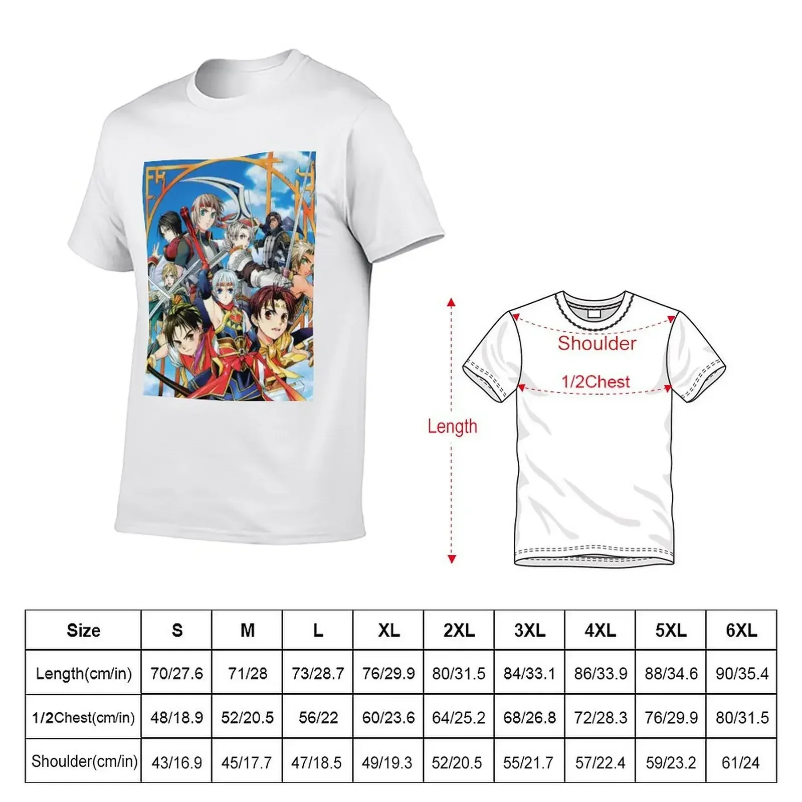 Suikoden Heroes T-Shirt vintage graphic tee custom t shirt vintage anime shirt Men's t-shirt