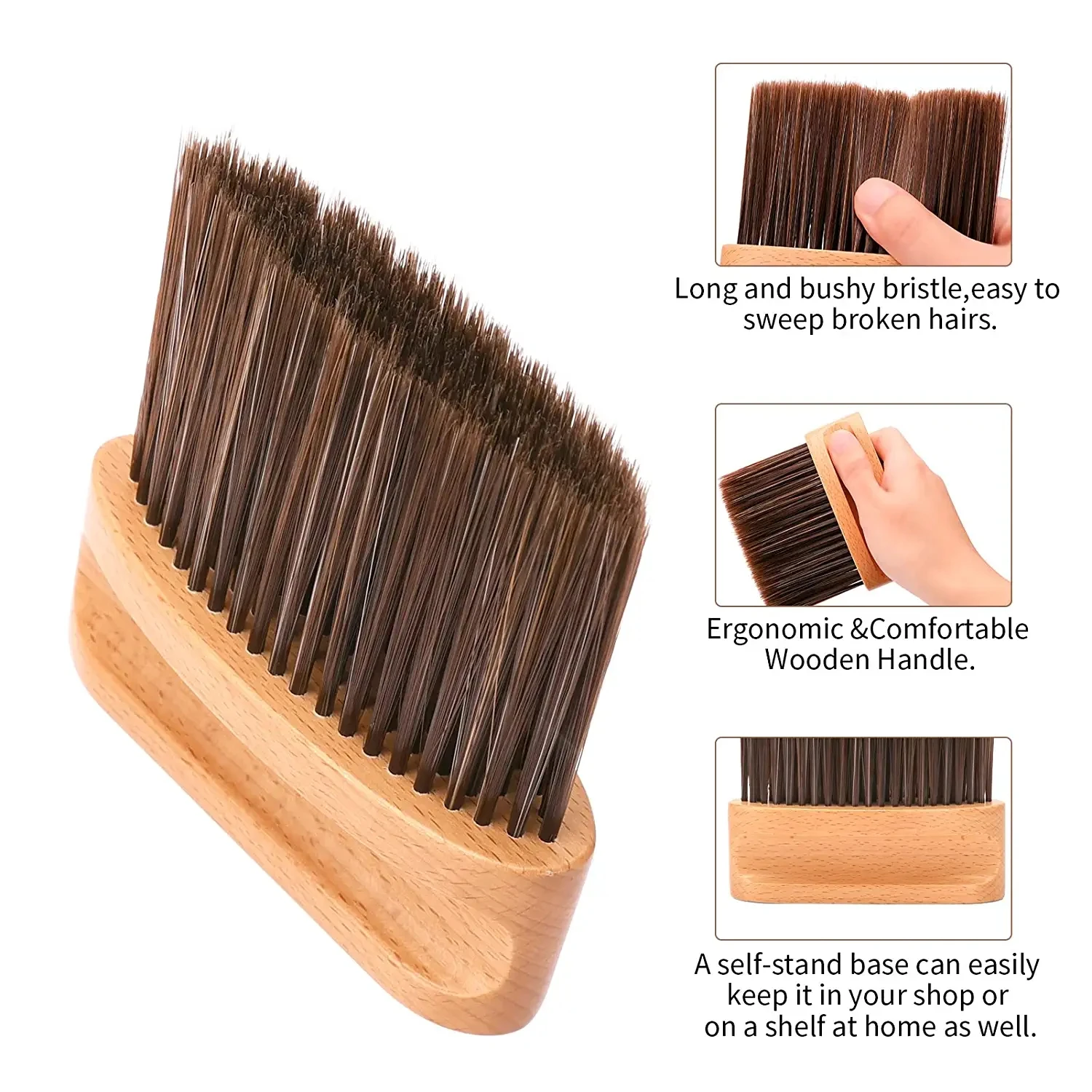 Barber Neck Brush Duster for Hair Cutting Soft Wood Neck Cleaning Brush Professional Salon Tool