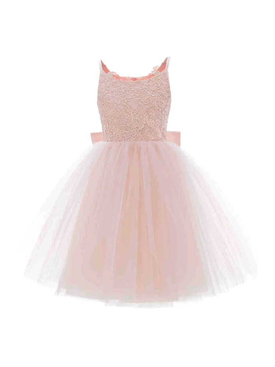 

Flower Girl Summer Short Dress with Spaghetti Straps and Bow Design on the Back, Tutu Dress, Wedding Dress, Princess Dress, Prom Banquet Dress, Birthday Gift, First Communion Party Event