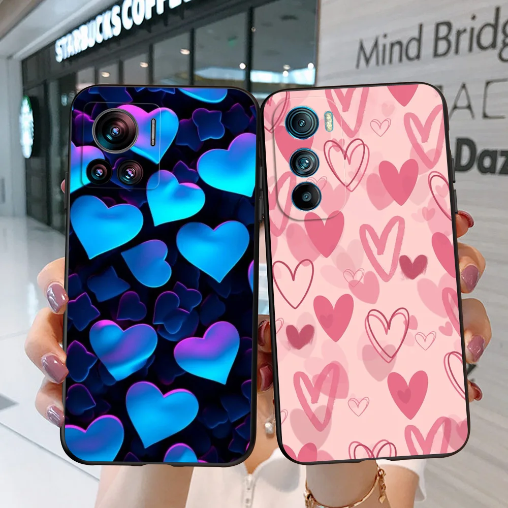 Black Tpu Case For Motorola Moto G52 G32 G82  G42 G60 4G G60S G71 G9 Play Plus Power One 5G Ace Love Heart Design