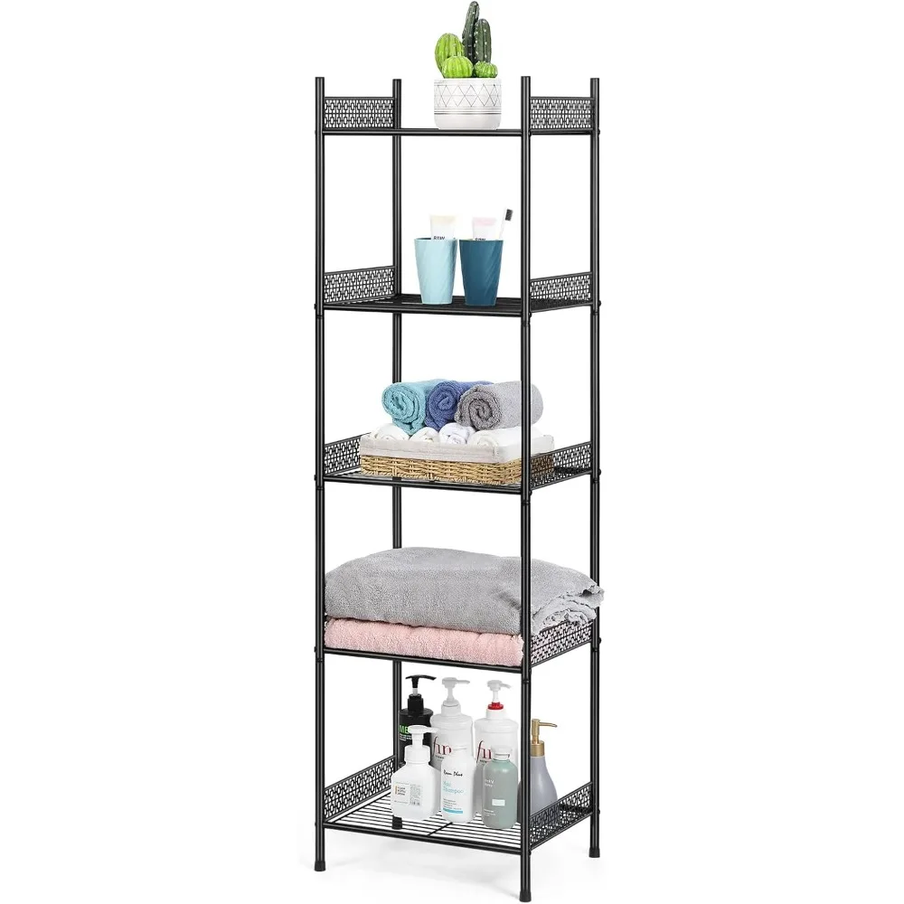

5-Tier Bathroom Storage Shelf, Heavy Duty Wire Shelving Unit Free Standing Towel Rack Organization for Kitchen Bathroom Laundry,