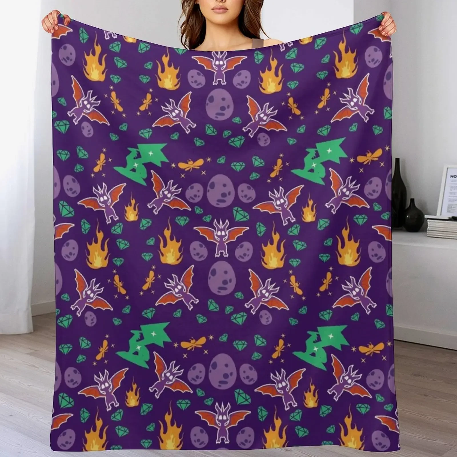 

Spyro Pattern Throw Blanket Furrys Furry bed plaid Blankets