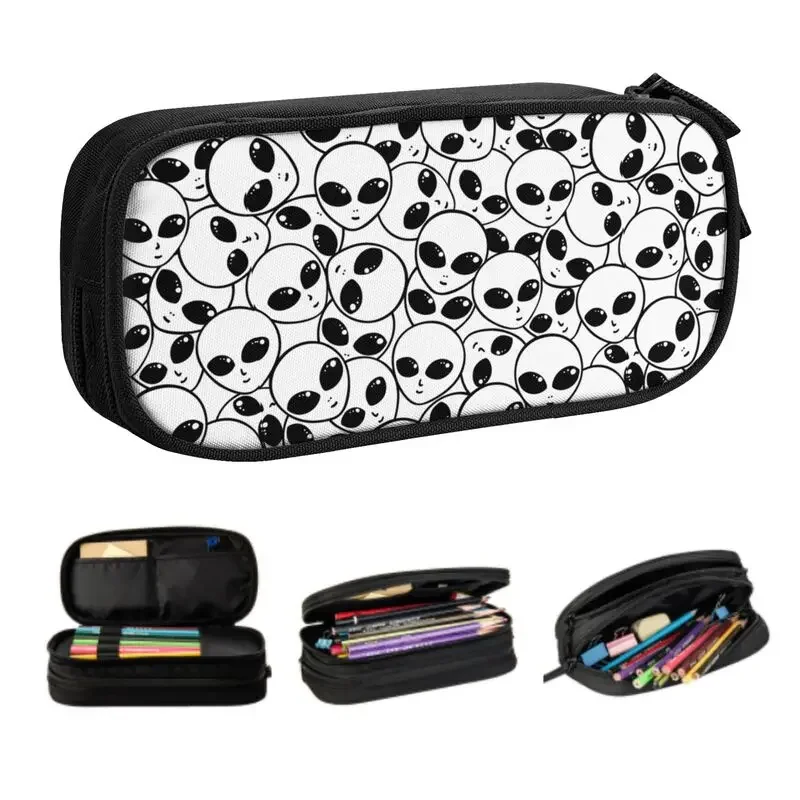 

Cute Space Alien Area UFO Pencil Case for Boys Gilrs Custom Large Storage Pen Bag Box School Accessories