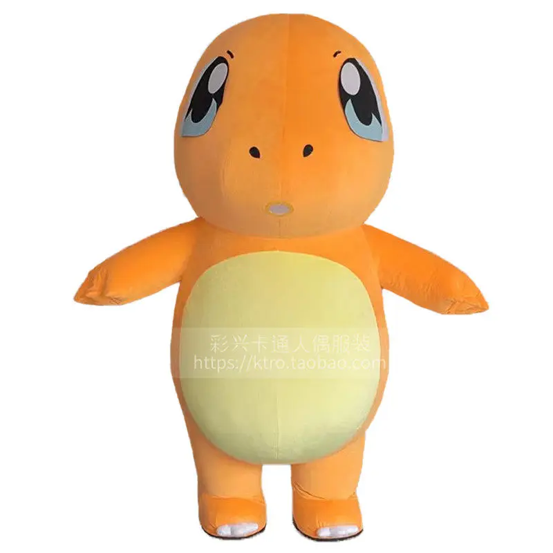 

Pokemon Potdemiel Inflatable Charmander Mascot Costume Cartoon Adult Size Outfits Walking Doll Fancy Party No Battery