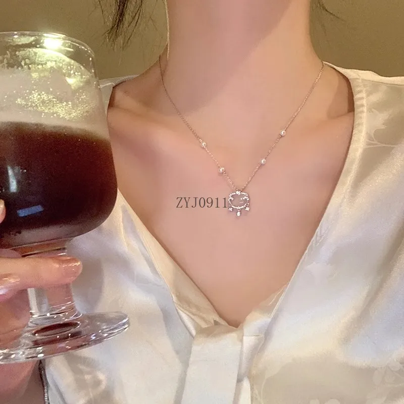 Nuevo Colgante de cerradura de seguridad s925 de estilo chino, collar de plata de ley, cadena de clavícula de nicho exquisito