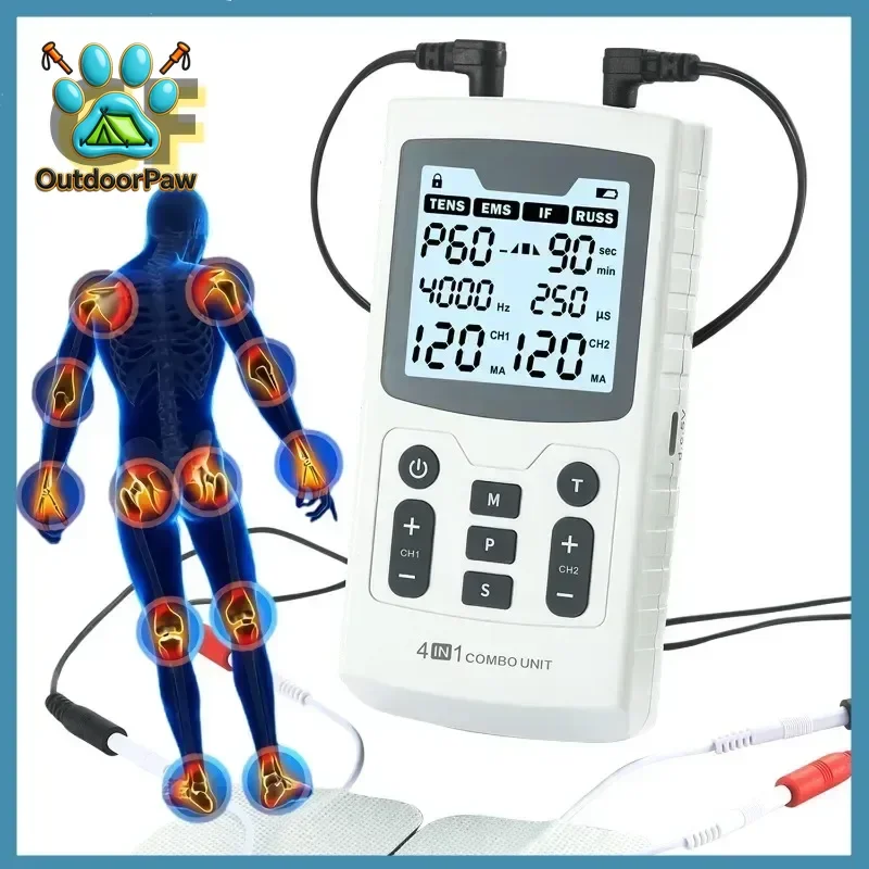4 in 1 Combo Health Digital IFC RUSS EMS Tens Unit for Back Pain Relief muscle soreness