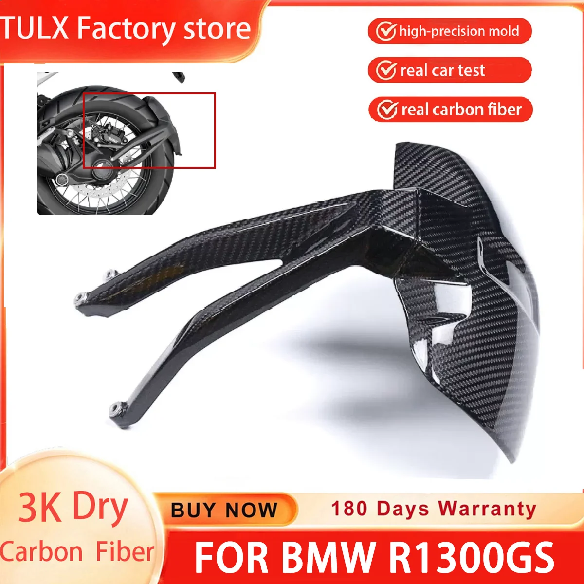 3K Dry Carbon Fiber Rear Mudguard-Border Rear Mudguard Fender For BMW R1300GS R1300 GS 2023 2024 Motorcycle Accessorie