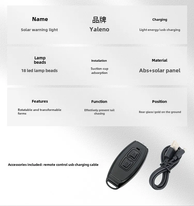 Solar Auto Visier Strobe Blinkende Lampe Innen Windschutzscheibe LED Dekoration Lampe Dreieck Rahmen Notfall Parkplatz Signal Strobe Lampe – Detail 12