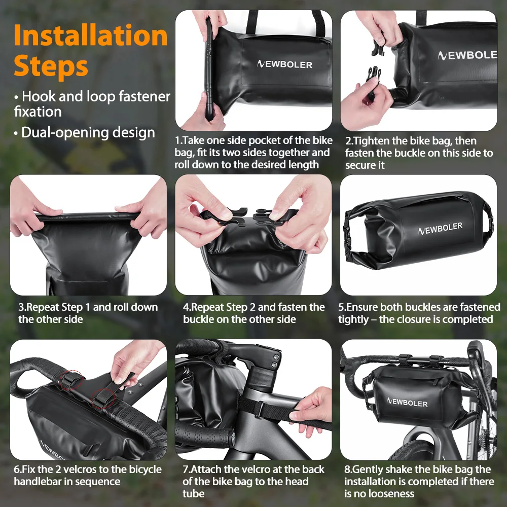 NEWBOLER NEUE 7L Fahrrad Vorne Rohr Tasche Wasserdichte Fahrrad Lenker Korb Pack Radfahren Front Rahmen Pannier Fahrrad Zubehör – Detail 10