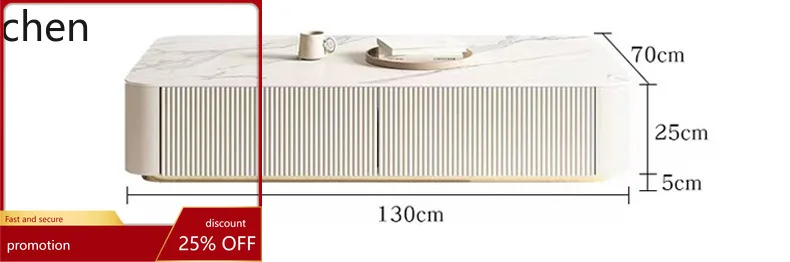 

ZML Rock Slab Coffee Table TV Cabinet Set Modern Minimalist Large and Small Apartment Minimalist Storage Cabinet