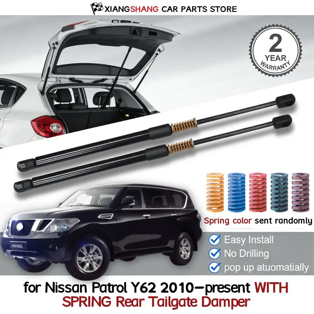 

2pcs Rear Auto Open With Spring Damper for Nissan Patrol Y62 2010-present Without Power Liftgat Boot Gas Charged Gas Struts