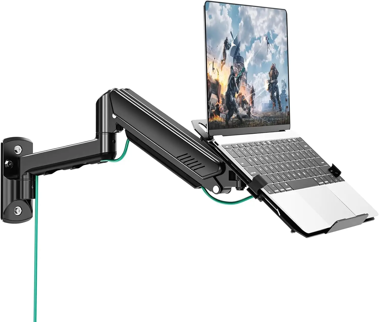 

2-in-1 Adjustable Laptop and Monitor Wall Mount with Vented Tray, Holds 11-17" Notebooks and 13-32" Screens, Supports 4.4-22 lbs