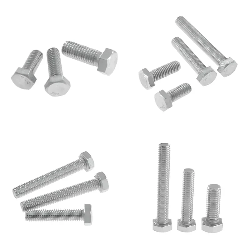 SS304 SS316 Stainless Steel Hexagon Bolts M5-24 DIN933 with Hex Nuts Full Thread Metric Fasteners for Industrial Hardware