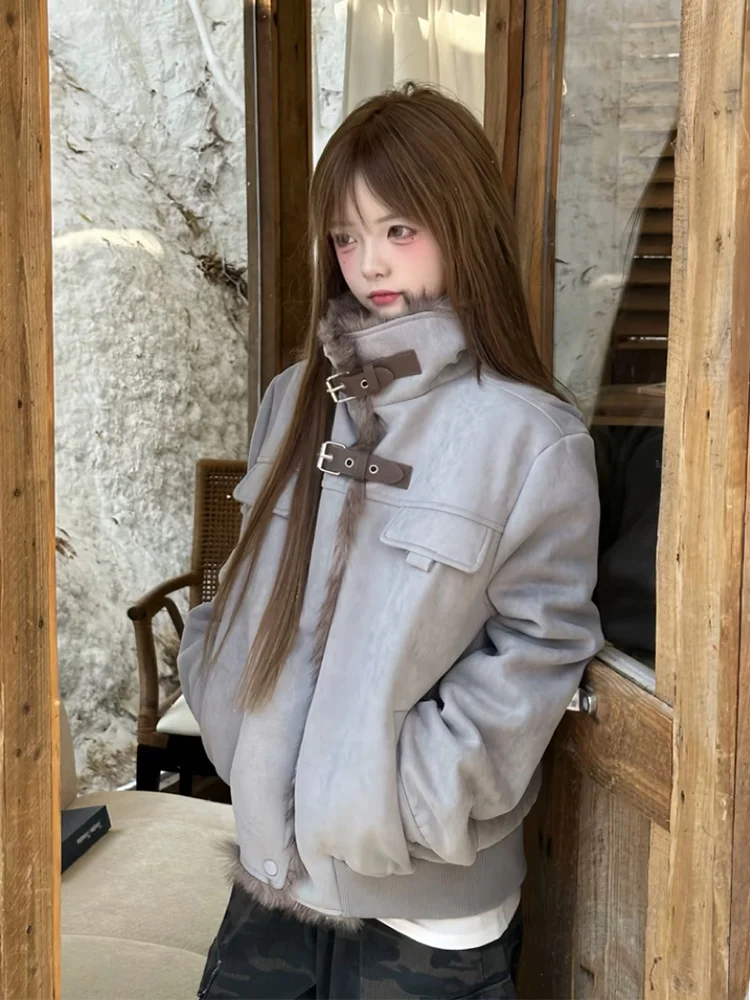 

Американское ретро-пальто Double Bule Jaet для мужчин, повседневное, в стиле пэчворк, из хлопка, для пар, теплое, толстое, с длинными рукавами