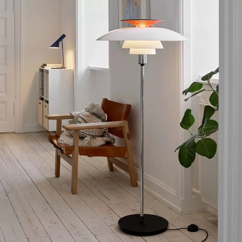 

Nordic Danish Designer LED Floor Lamp Living Room Bedroom Decoration Atmosphere Modern Minimalist Luxurious E27 Standard Light