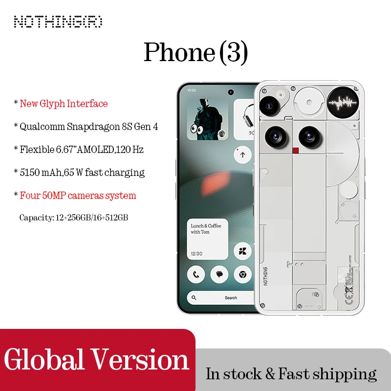 Nothing Phone (3) Qualcomm Snapdragon 8S Gen 4 6.77インチ 120Hz 50MPカメラ
