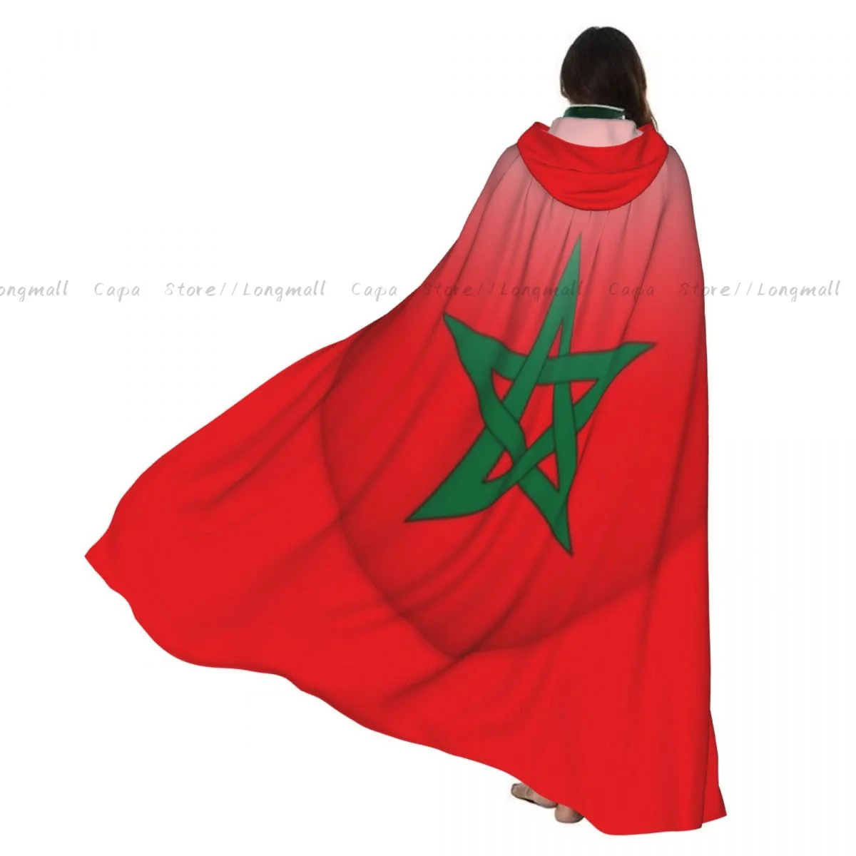 

Накидка вампира для взрослых, халат с капюшоном, флаг Марокко, сердце, плащ на Хэллоуин, полная длина, косплей