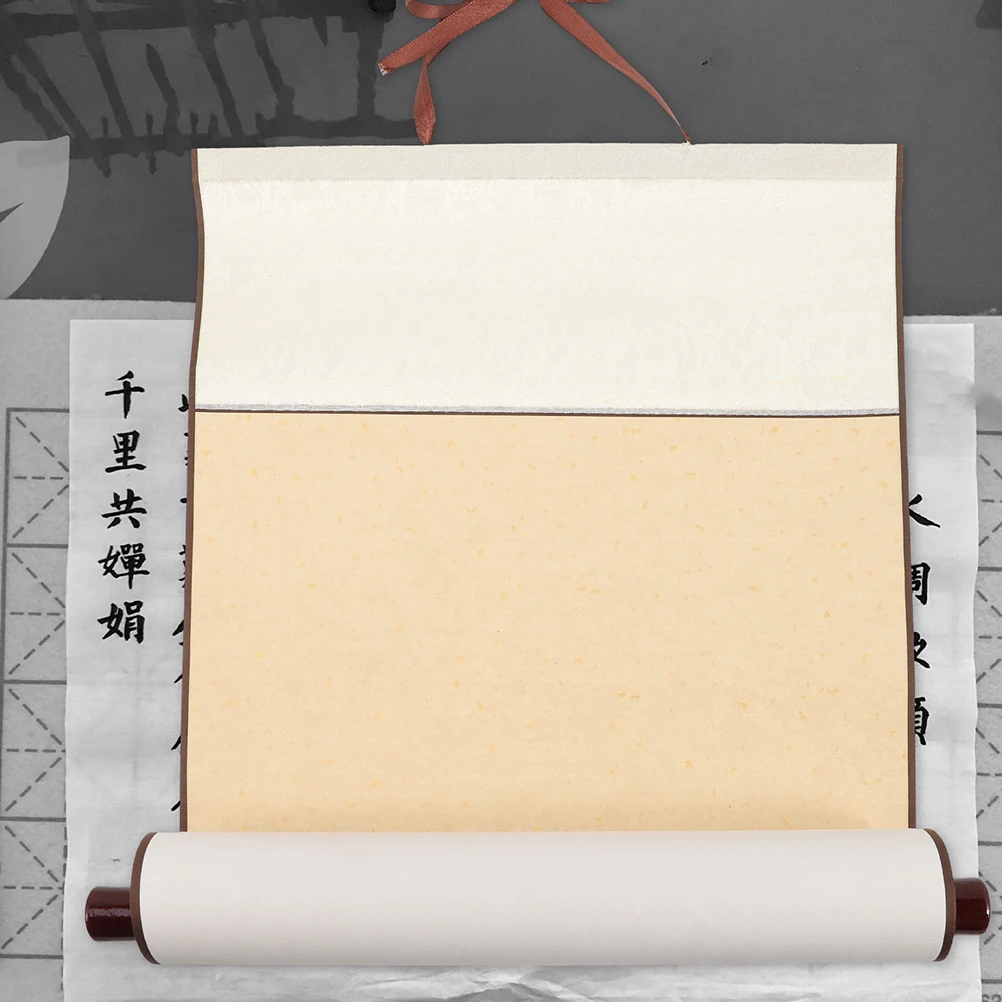 

2Pcs Blank Calligraphy Scroll Red Gold Rice Paper 4ft 3Panel SemiRaw Beginner Art Wall Decoration Home Supplies Drawing