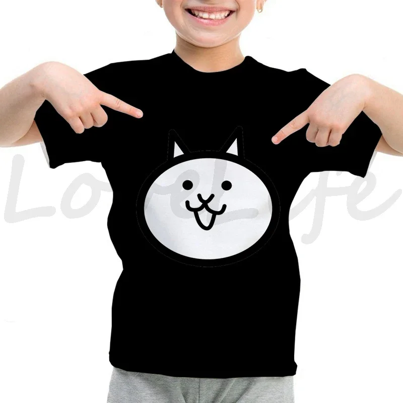 Camiseta Kids The Battle Cats T-shirt Baby Boys Girls Cute Cartoon Tshirt Children Summer Short Sleeve T Shirt O-Neck Tops Tees