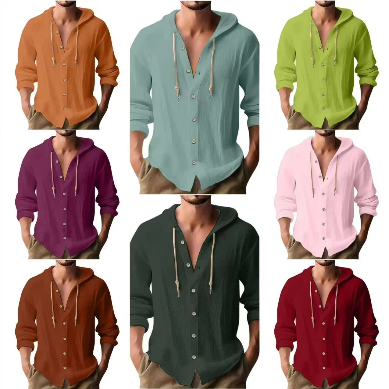 

Men's Faion Hooded Long Sve irt Casual Loose Fit Color Autumn Wear Comfortable Breathable Men's Clothing