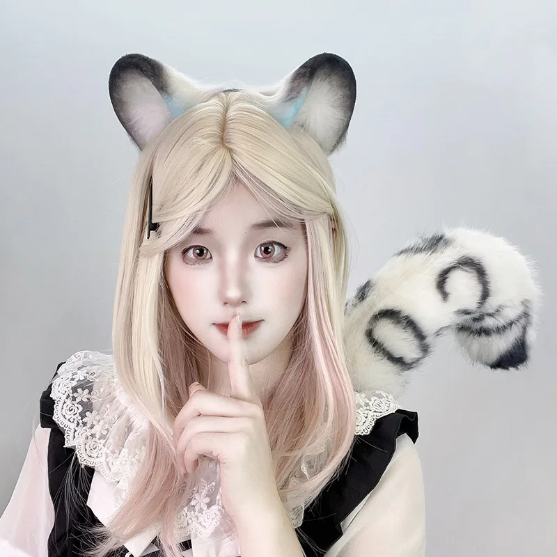 Honor of Keeping Promise Snow Leopard Animal Ear and Tail Set Comic Exhibition Hundred Miles of Keeping Promise Role Play