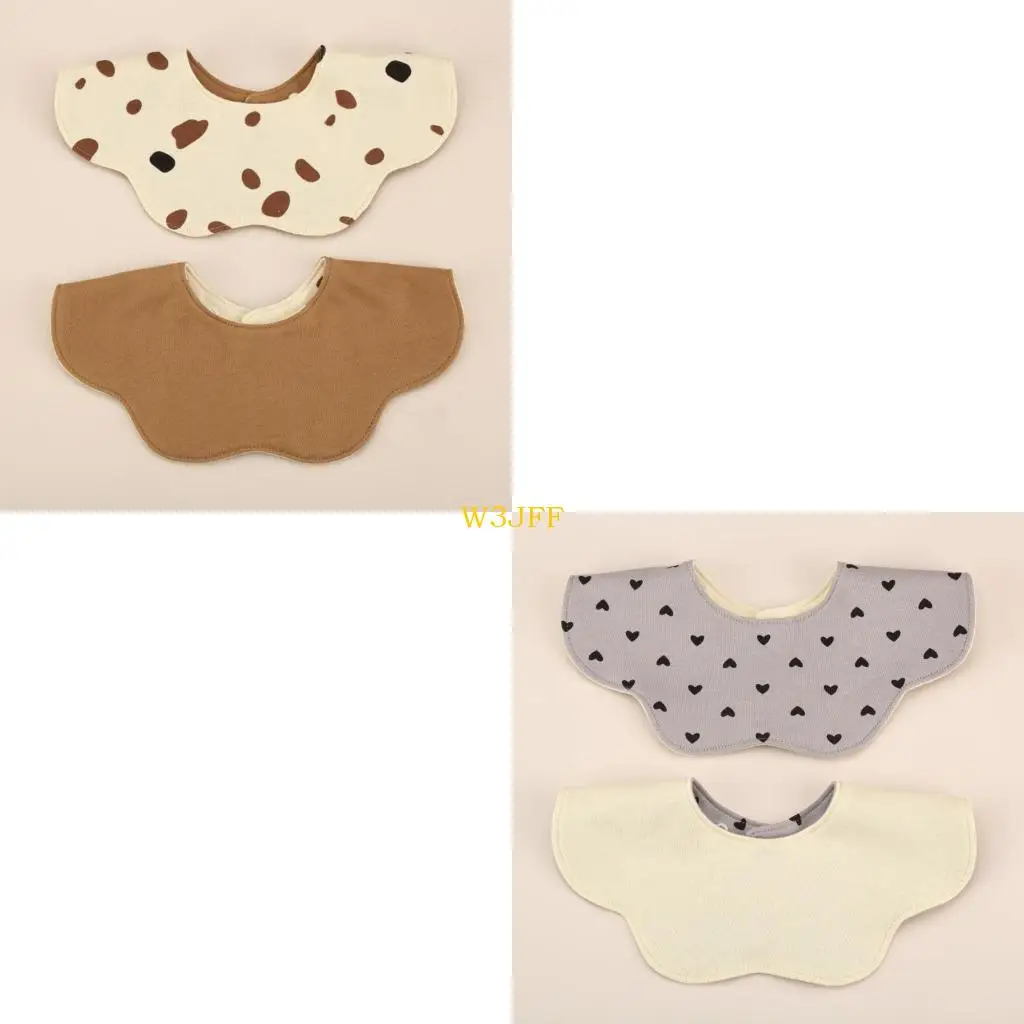 

W3JF 360 Petal Shaped Infant Bib Double Sided Cotton Burp Cloth Soft Absorbent Easy Care Feeding Bib Gift for Newborns