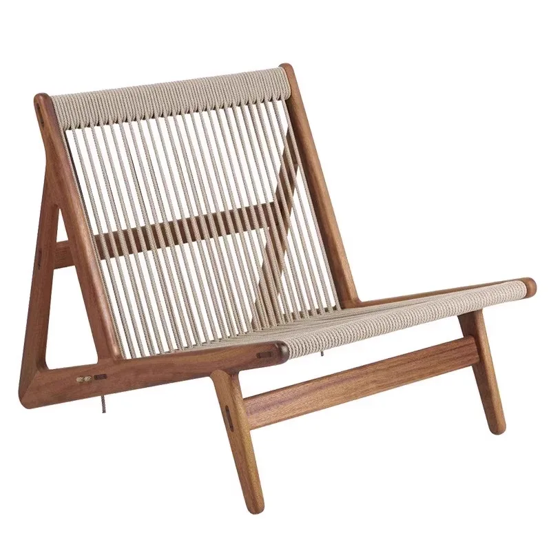 Outdoor Sofa Balcony Courtyard Rattan Chair Hotel Teak Wabi Sabi B & B Outdoor Garden Solid Wood Rattan Leisure Chair