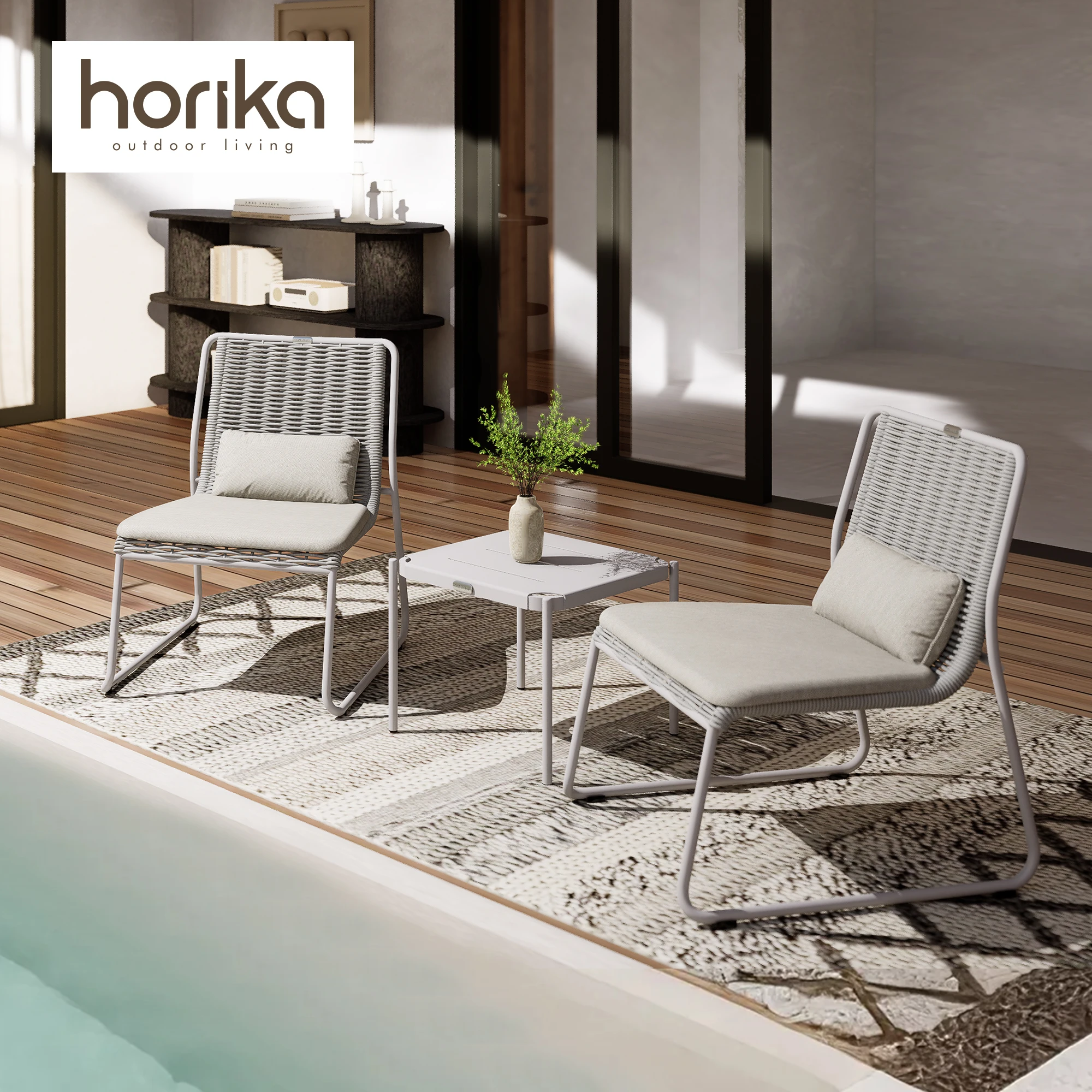 

Europe Popular Patio Bistro Furniture Outdoor Aluminum Frame Chair Set Garden Balcony Bistro Set