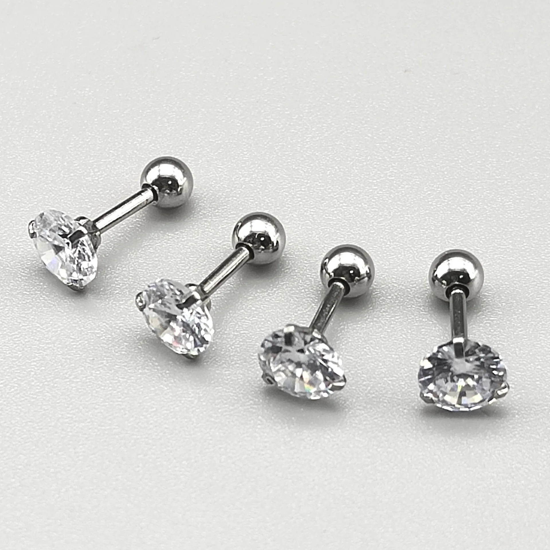 1 Pair Size from 2 to 6mm Screw Back Stud Earrings 316 Stainless Steel 3A CZ IP Plating No Allergy No Easy Fade 2025