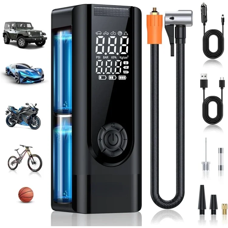 

Tire Inflator Portable Air Compressor - 150PSI Air Compressor with Tire Pressure Gauge, 25000mAh & 3X Faster Portable Air Pump