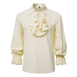 Mens Ruffled Renaissance Victorian Shirt Medieval Steampunk Pirate Vampire Shirts Men Prom Party Halloween Cosplay Costume Homme