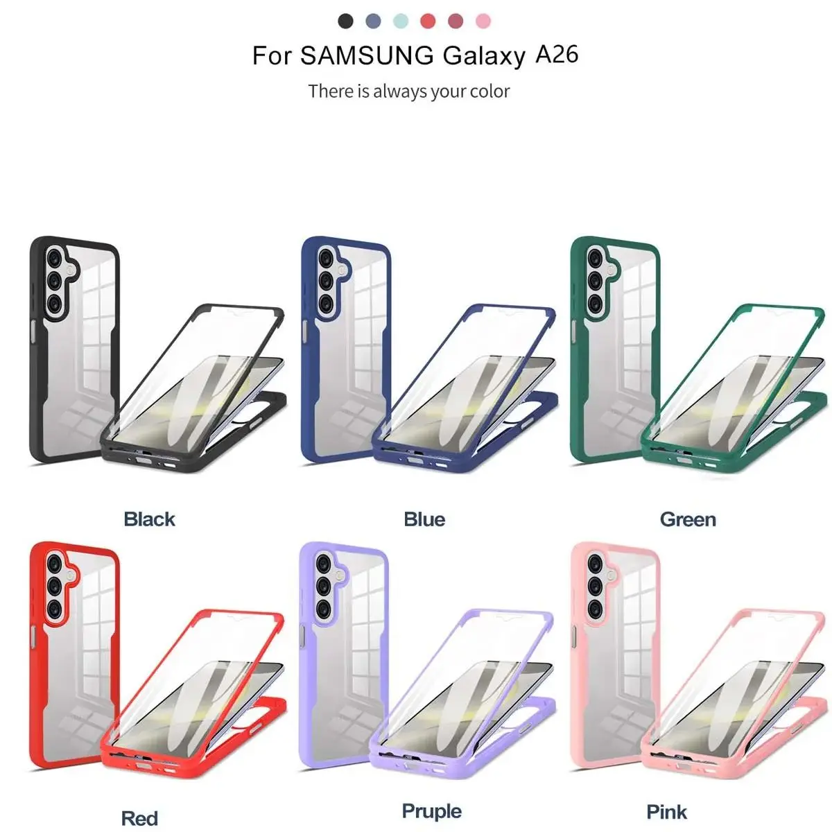 360 ° حافظة هاتف شاملة مضادة للسقوط مناسبة لهاتف سامسونج جالاكسي A26 A25 A24 A23 A22 A21s A17 A16 A15 A14 A13 A07 A06 A05s #6
