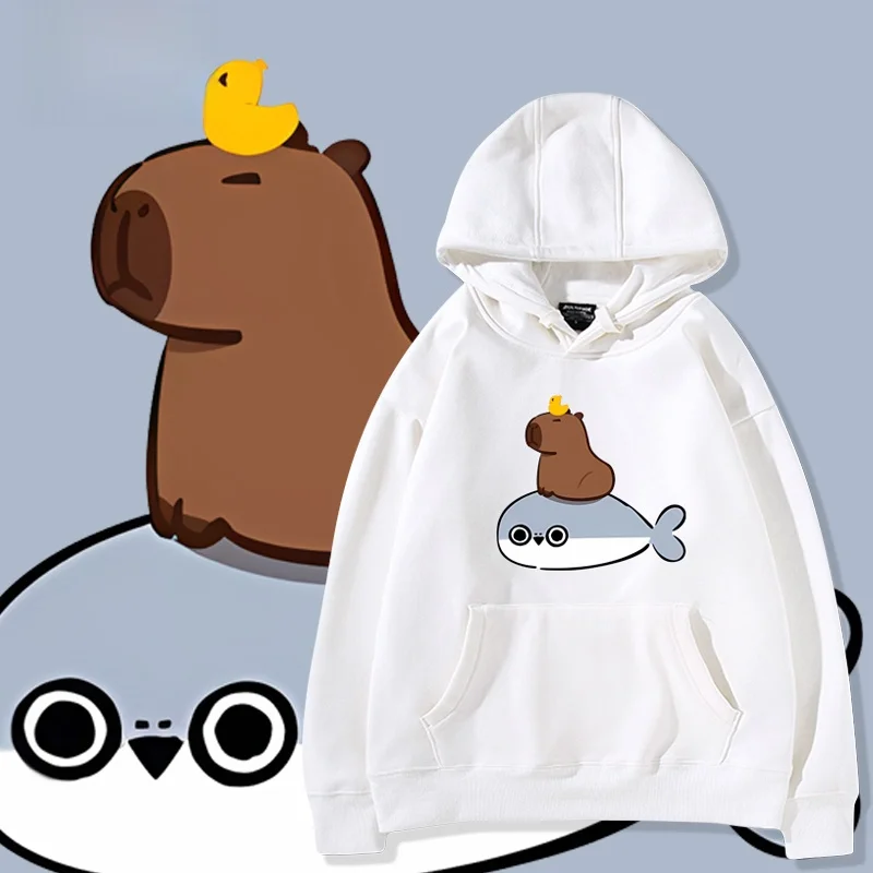 

Cute Turtle Collaborative Capybara Akto Sweatirt ex Autumn Winter Clothing Hoodie Loose Fit Printed Cotton Polyester Blend
